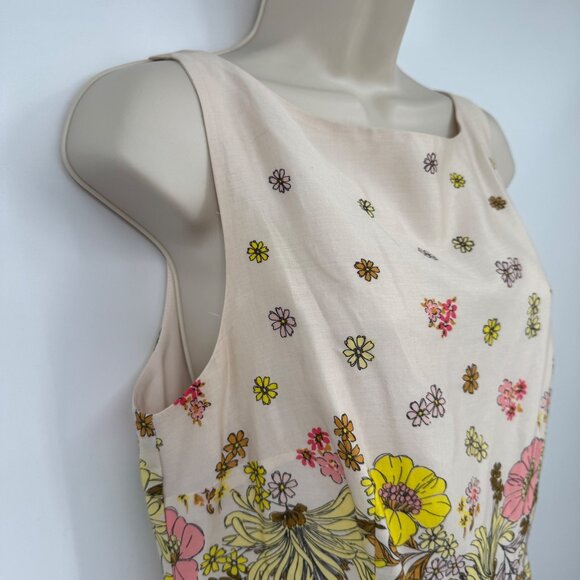 Loft Outlet Spring Dress sleeveless fit and flare Cream Floral woman’s size 10 - Picture 5 of 12